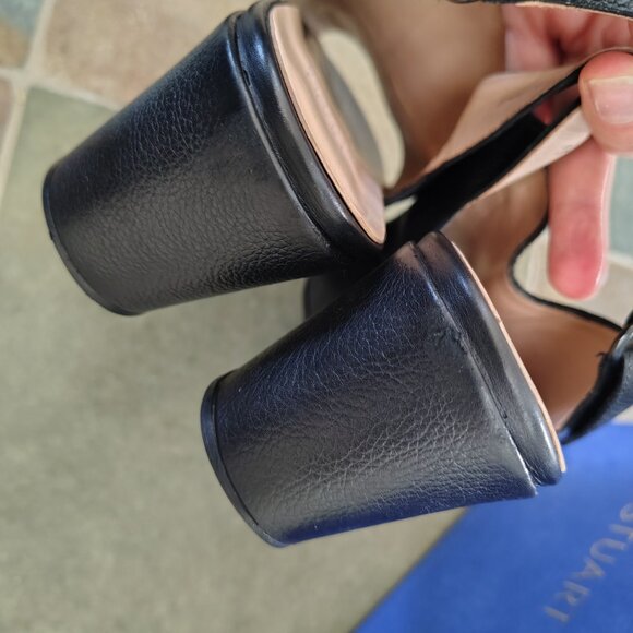 Stuart Weitzman Black Leather Shoes Platform Sandals - Picture 5 of 6